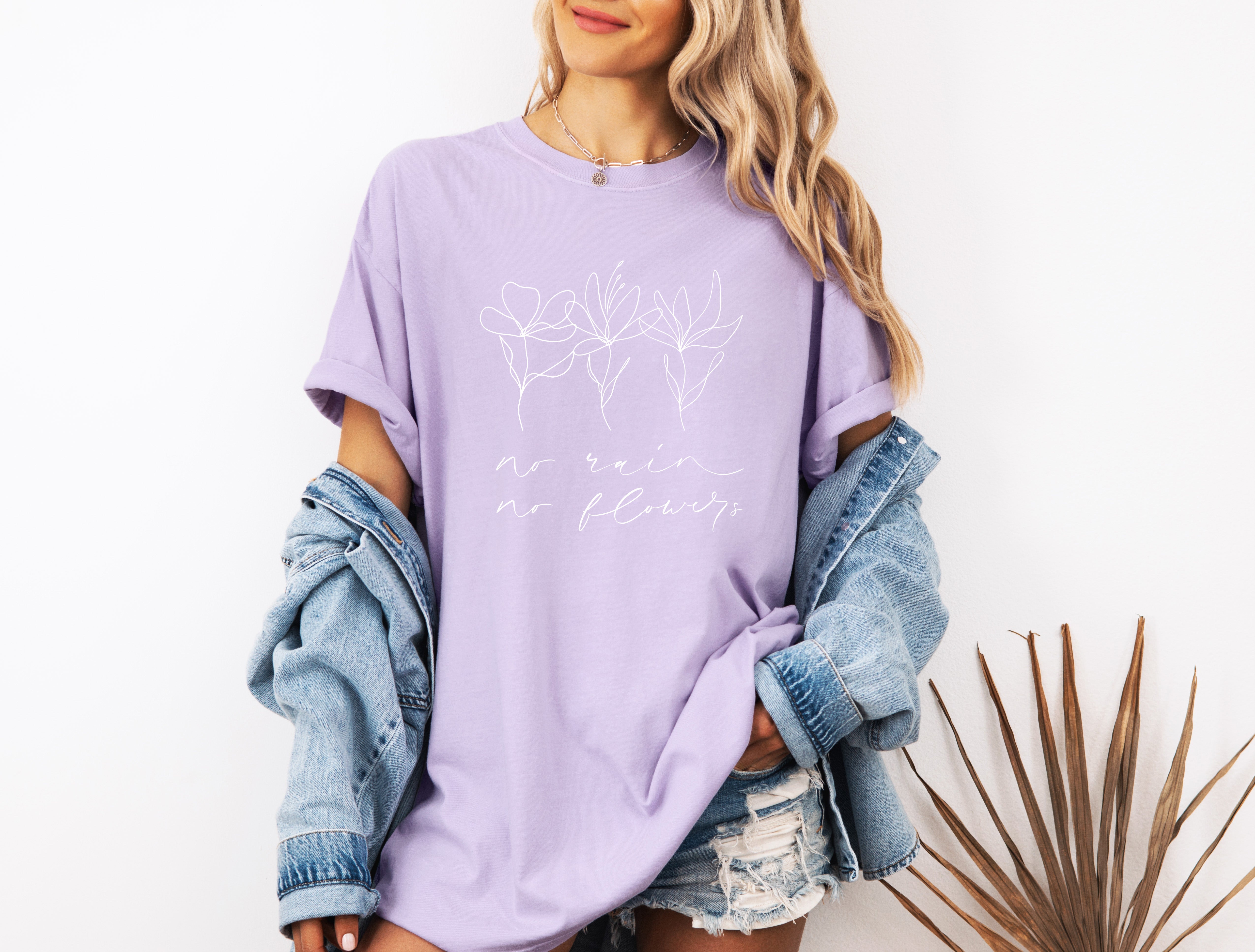 No rain No flowers Botanical wildflowers Garment Dyed T Shirt